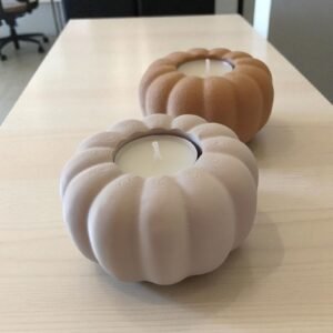 porta vela abobora impresso 3d liso texturado