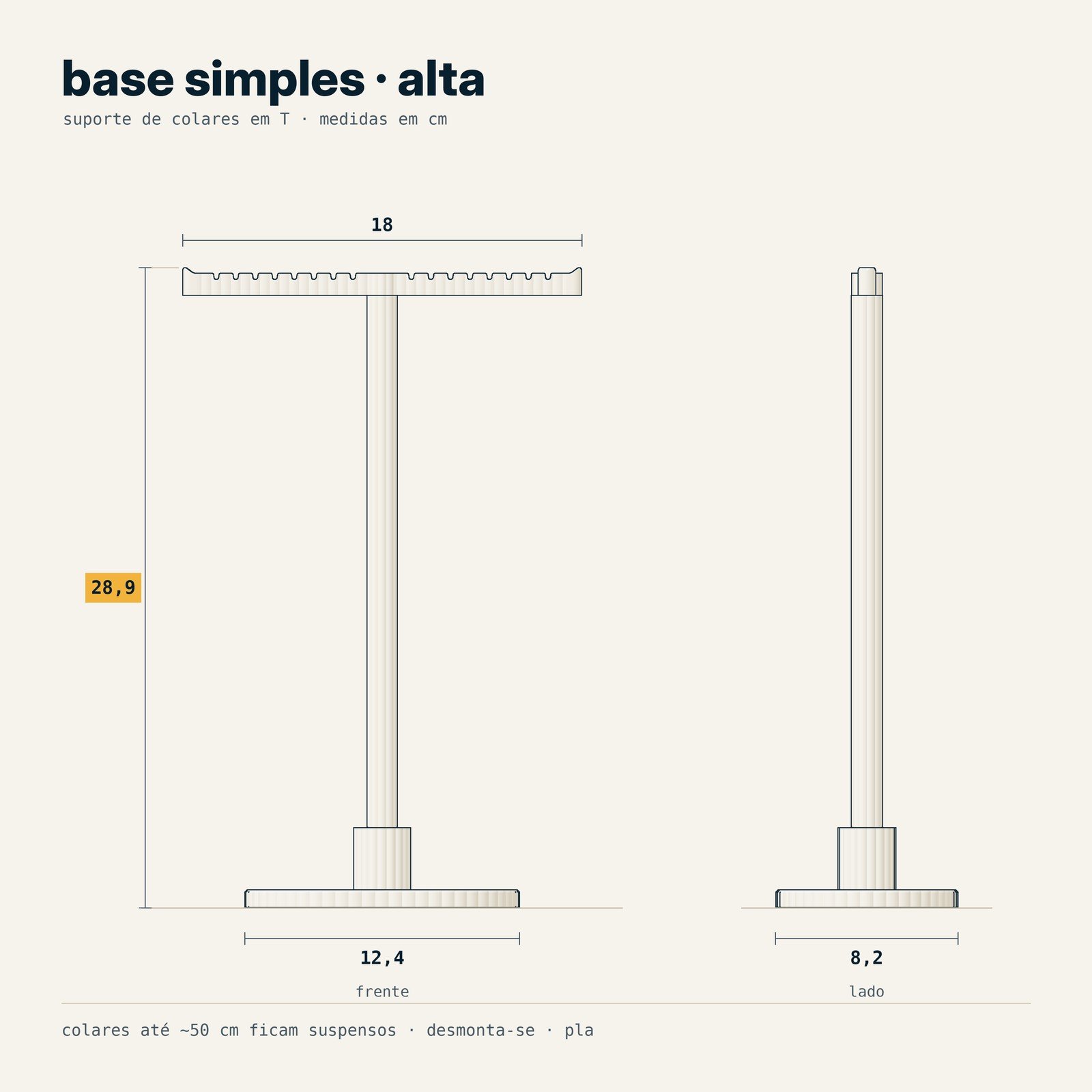 suporte colares em t base simples alta medidas suporte colares em t base simples alta medidas