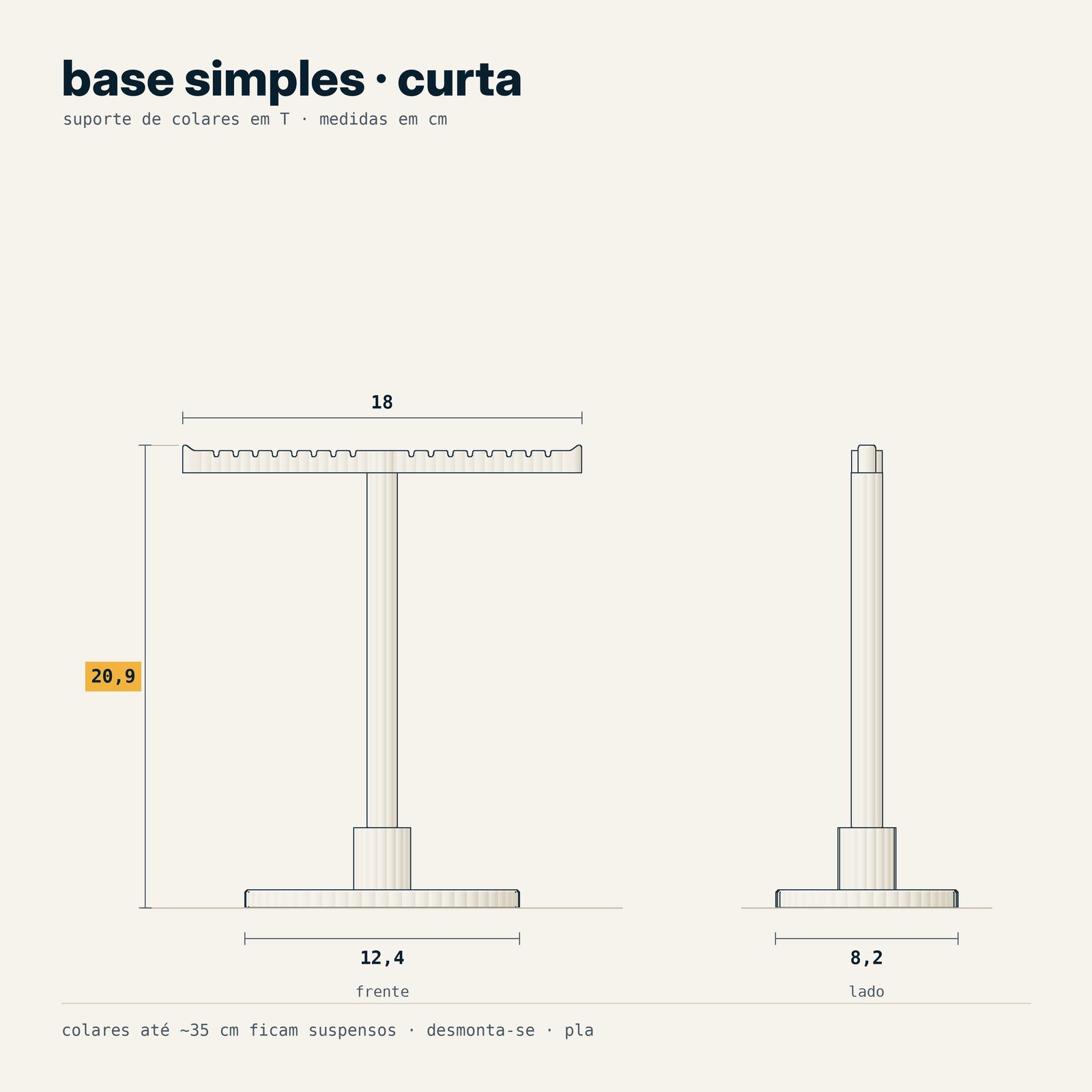suporte colares em t base simples curta medidas suporte colares em t base simples curta medidas